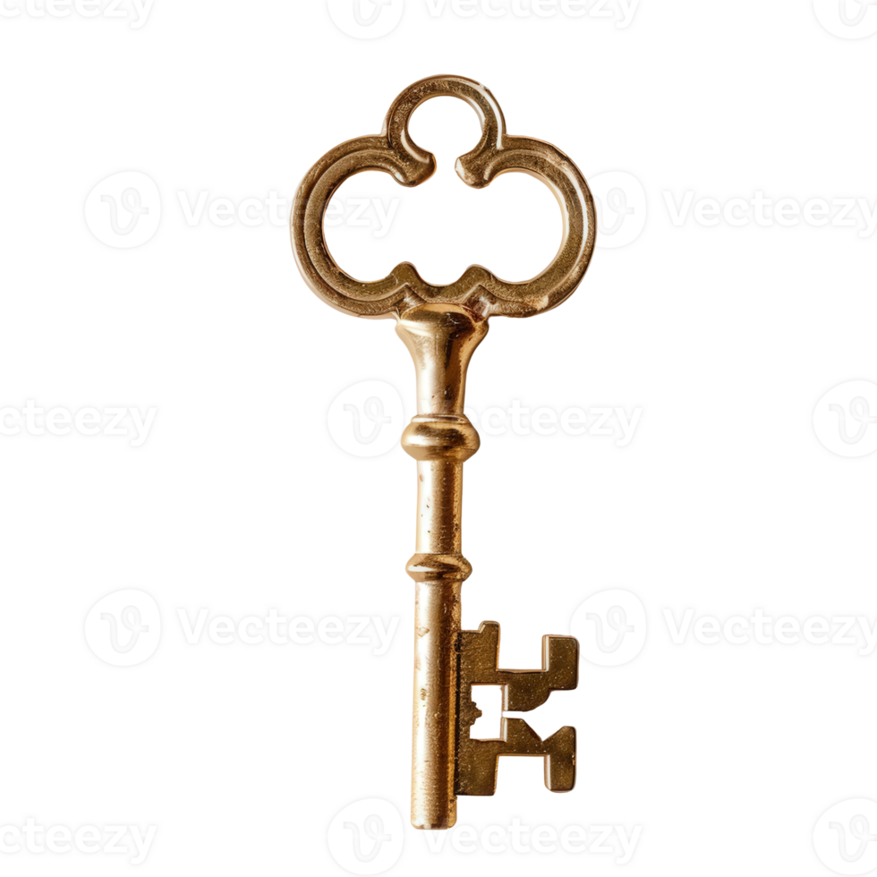Vintage Ornate Key with Intricate Design and Unique Skeleton Shape in Antique Style png