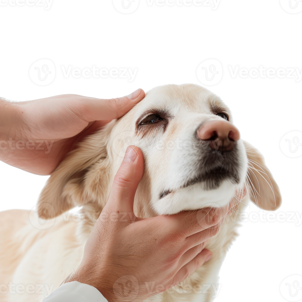 Gentle Hand Petting a White Dog in a Bright and Cheerful Indoor Environment png