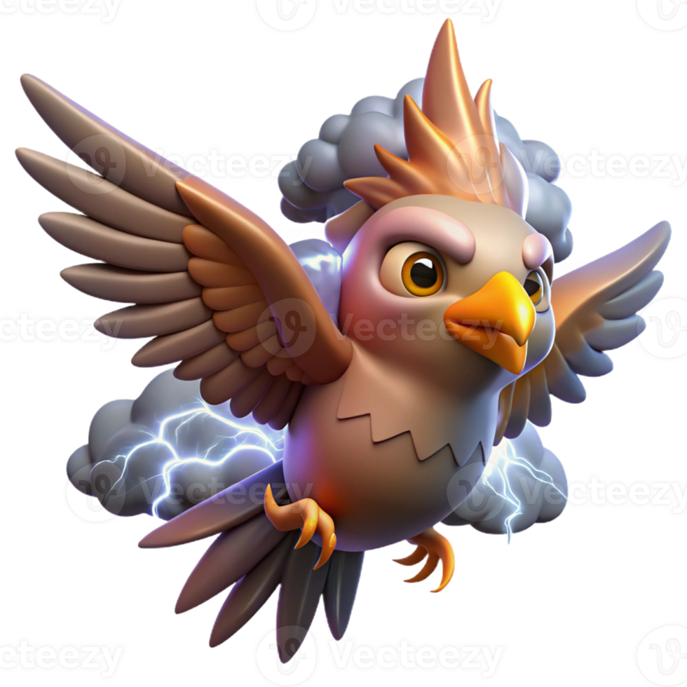 dramatic contemporary A majestic Thunderbird, with feathers of lightning and eyes of fire, soaring through a stormy sky. Art style Native American Art exclusive png
