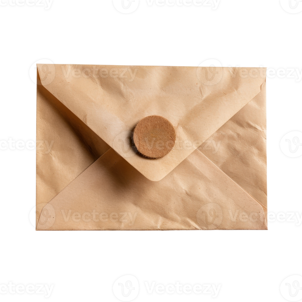 Vintage Brown Envelope with Wax Seal on a Clean White Background for Correspondence and Stationery png