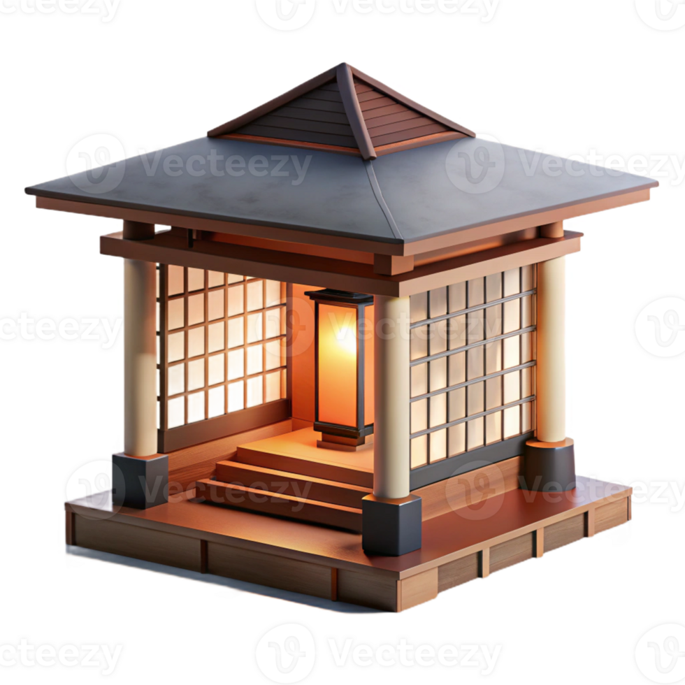 extraordinary rustic A minimalist Japanese teahouse, natural wood and paper screens, soft diffuse lighting, rendered in a watercolor style authentic png