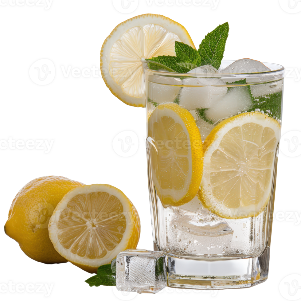 Refreshing Lemonade Drink with Mint and Ice Cubes Perfect for Summer Days and Gatherings png