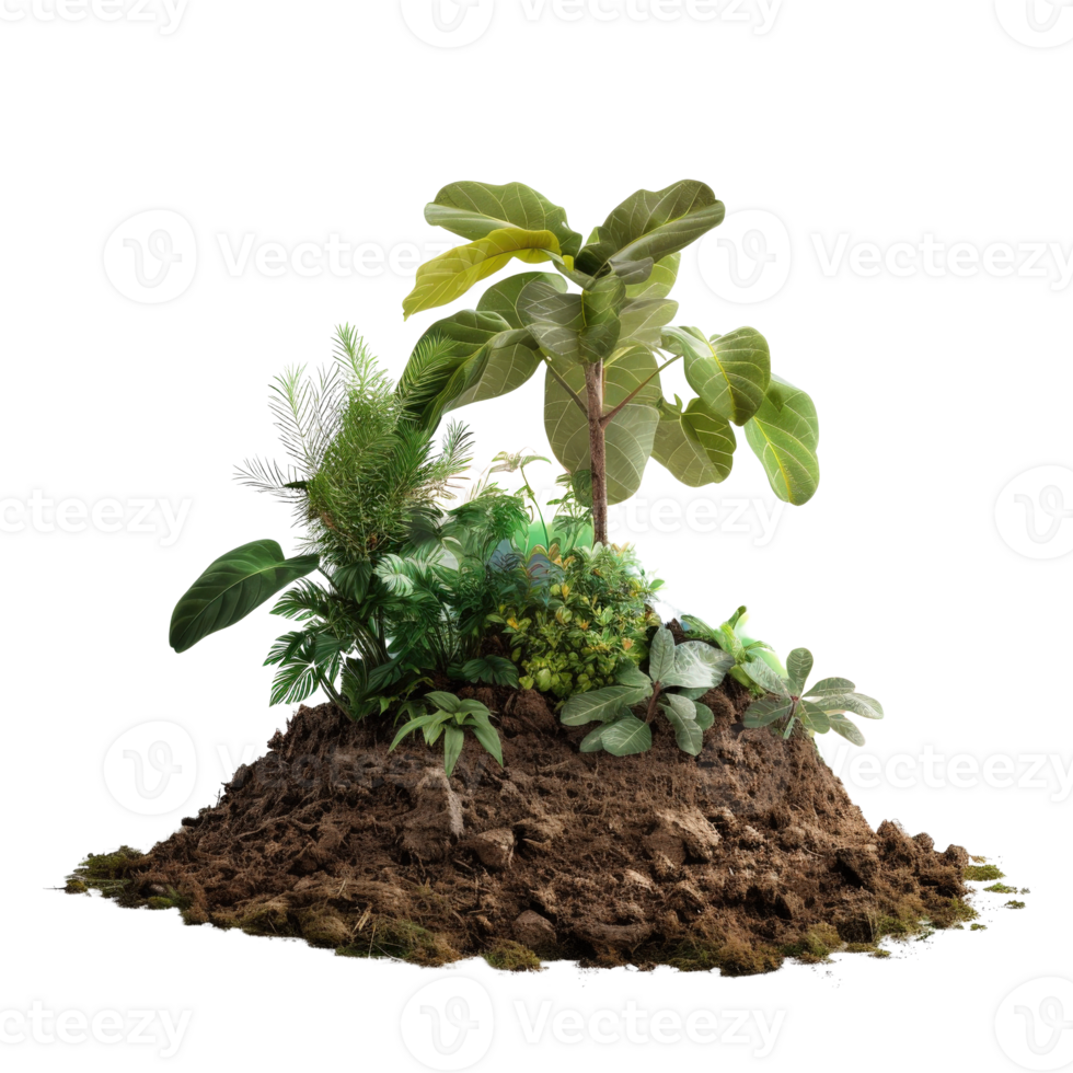 Lush Green Plants on Soil Pile Creating a Vibrant Indoor Garden Aesthetic for Your Space png