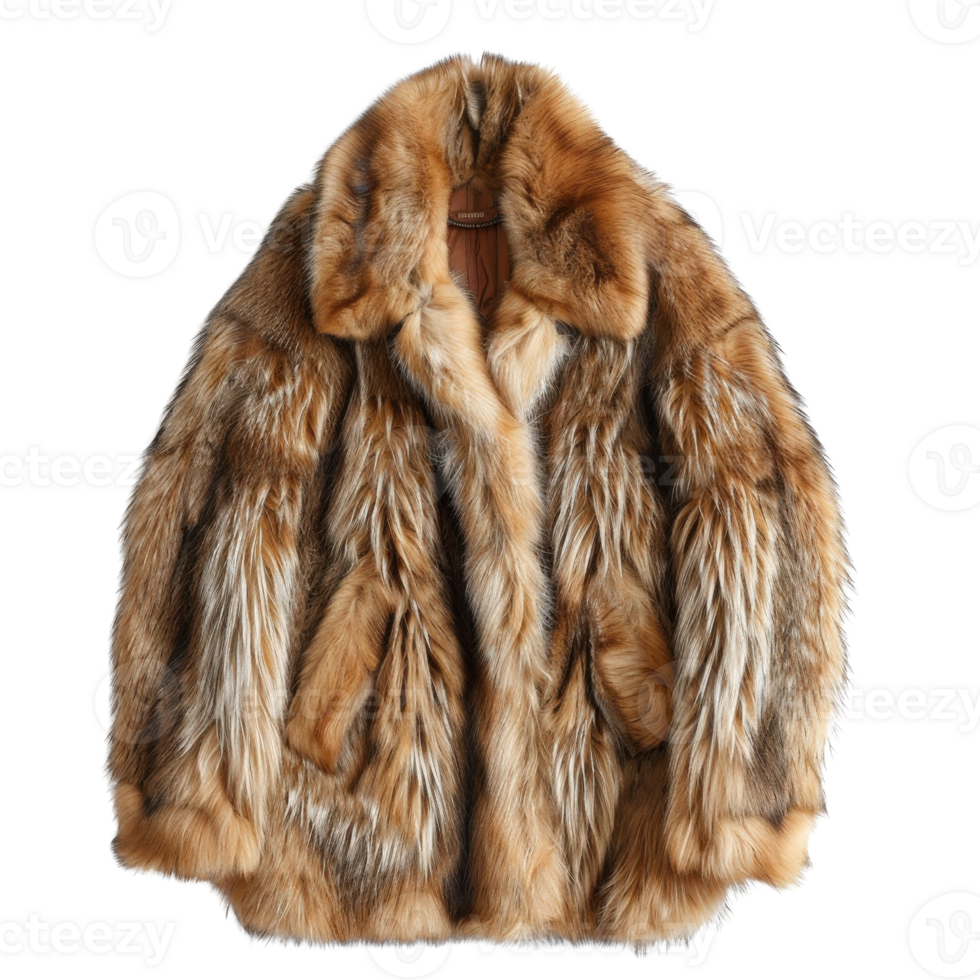 Luxurious Brown Fur Coat with Thick Texture and Soft Pillowy Appearance for Winter Fashion png
