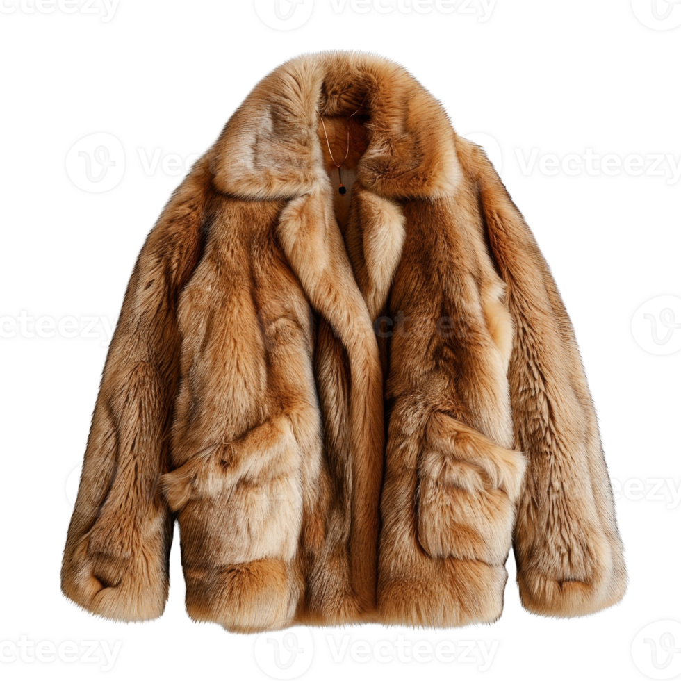 Luxurious Soft Brown Fur Coat with Plush Texture and Elegant Design for Winter Fashion png