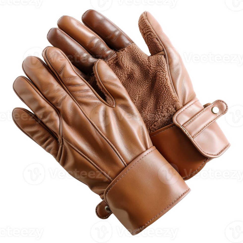 Elegant Brown Leather Gloves for Warmth and Style in Cold Weather Conditions Without Compromise png
