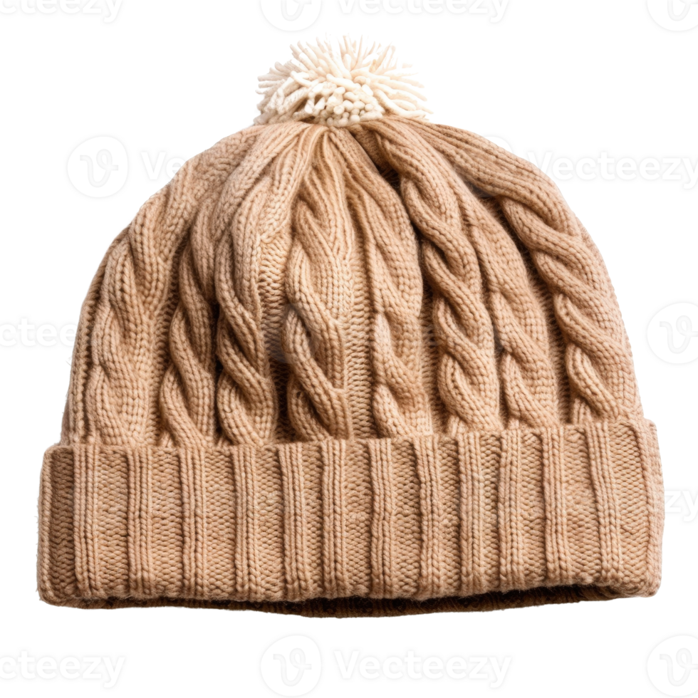 Cozy Knitted Beanie with Pom-Pom Detail for Winter Fashion and Accessories png