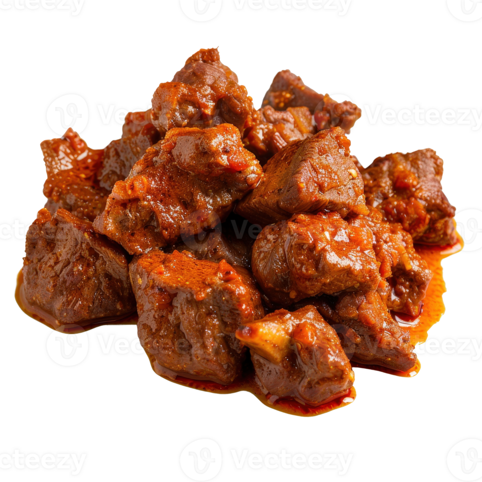 Delicious Braised Beef in Rich Tomato Sauce Served on a White Background for Culinary Use png