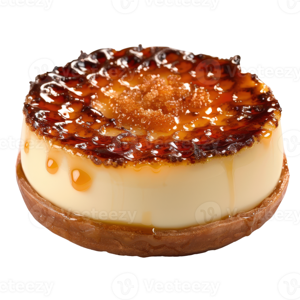 Delicious Creamy Flan Dessert with Caramel Topping on a Crispy Crust Base png