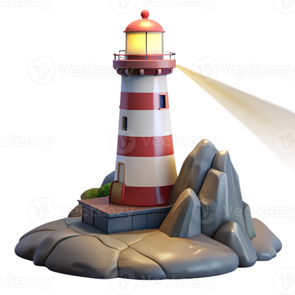 dramatic minimalist A solitary lighthouse on a rocky coast, weathered stone and a bright beam, stormy seascape lighting, rendered in a dramatic, realistic style genuine png