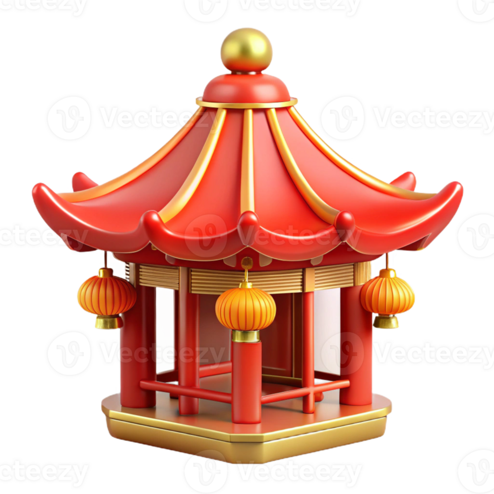 extraordinary artistic A traditional Chinese pagoda, ornate red and gold details, soft lantern light, rendered in a detailed, architectural style premium png