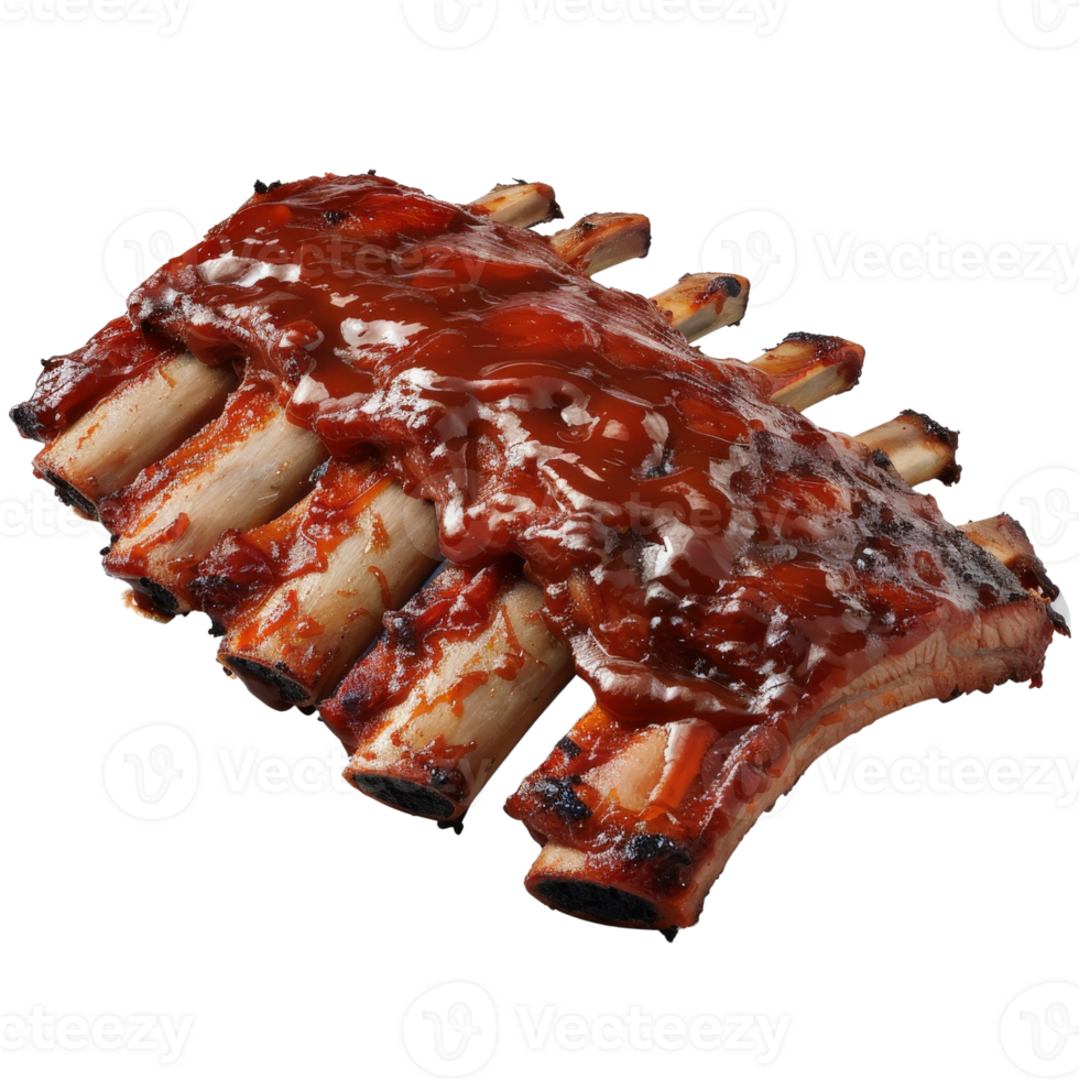 Succulent Barbecue Ribs Glazed with Rich Tangy Sauce Ready for a Perfect Summer Feast png