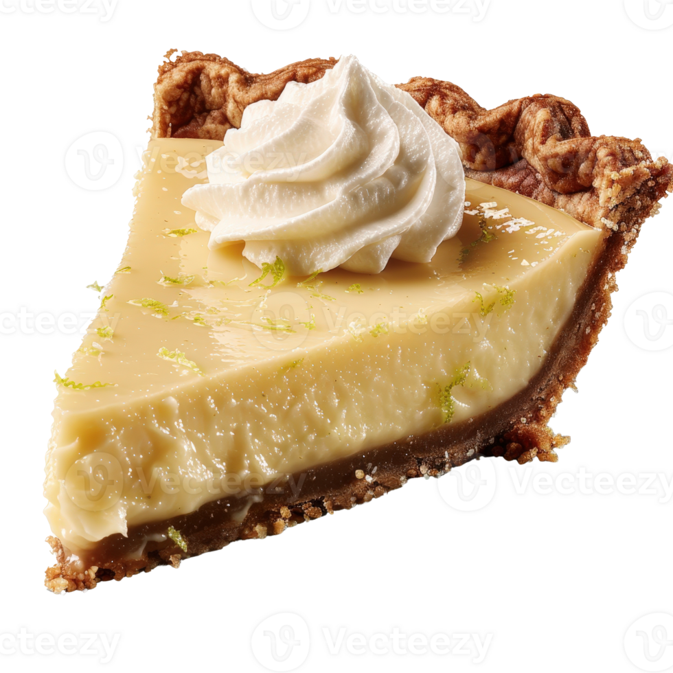 Delicious Slice of Creamy Key Lime Pie with Whipped Topping on a Crumb Crust png