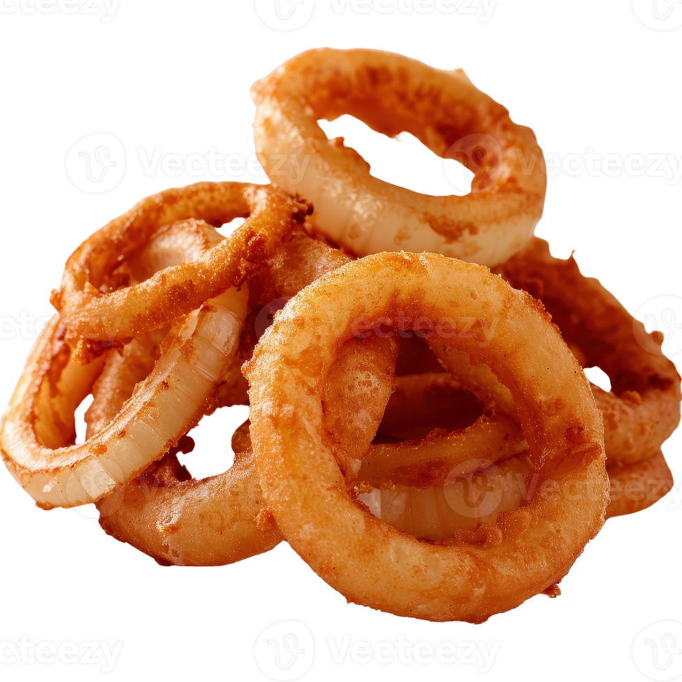 Crispy and Delicious Onion Rings Served on a Plate for Appetizing Fast Food Experience png
