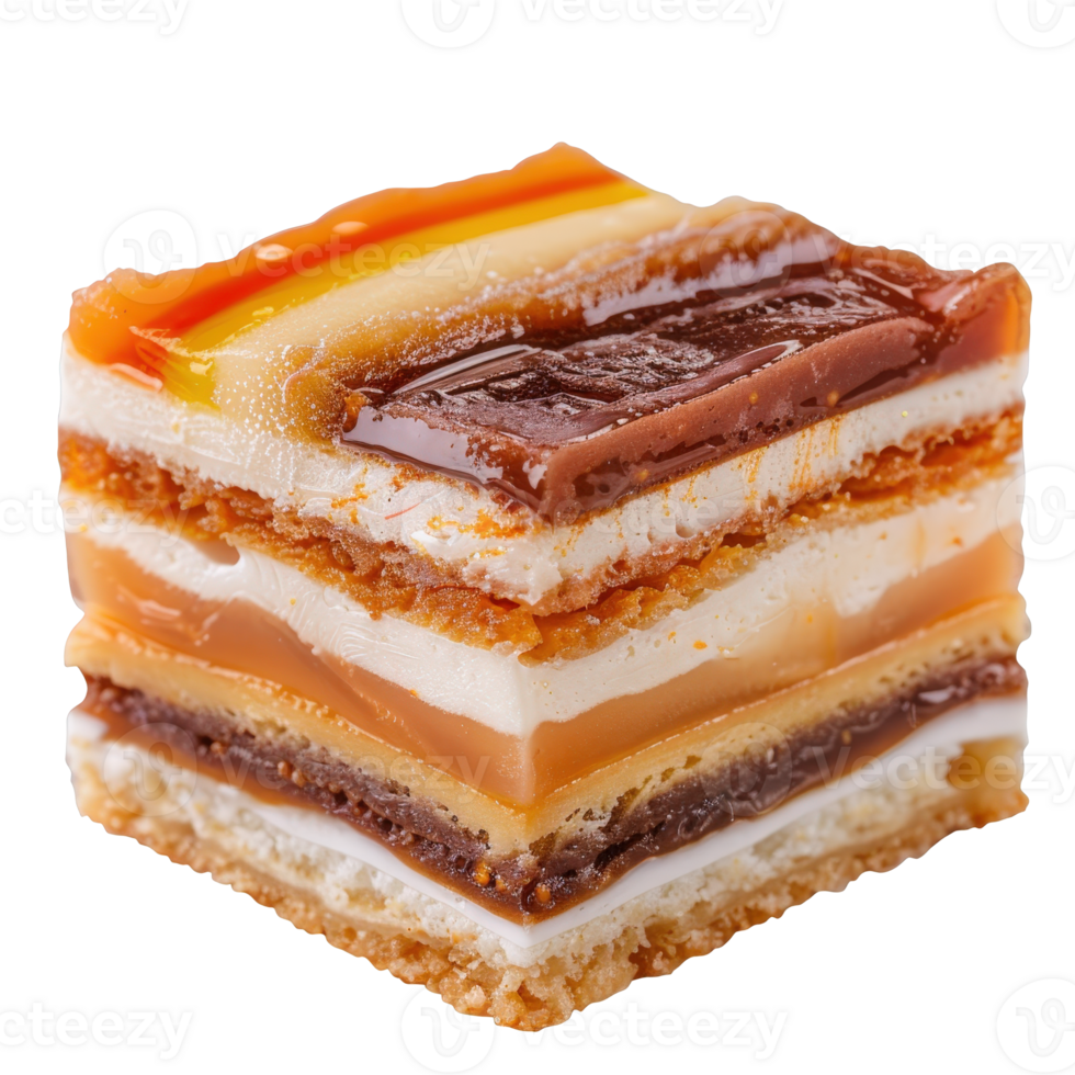 Colorful Layered Dessert with Chocolate and Fruit Toppings in Gourmet Style png