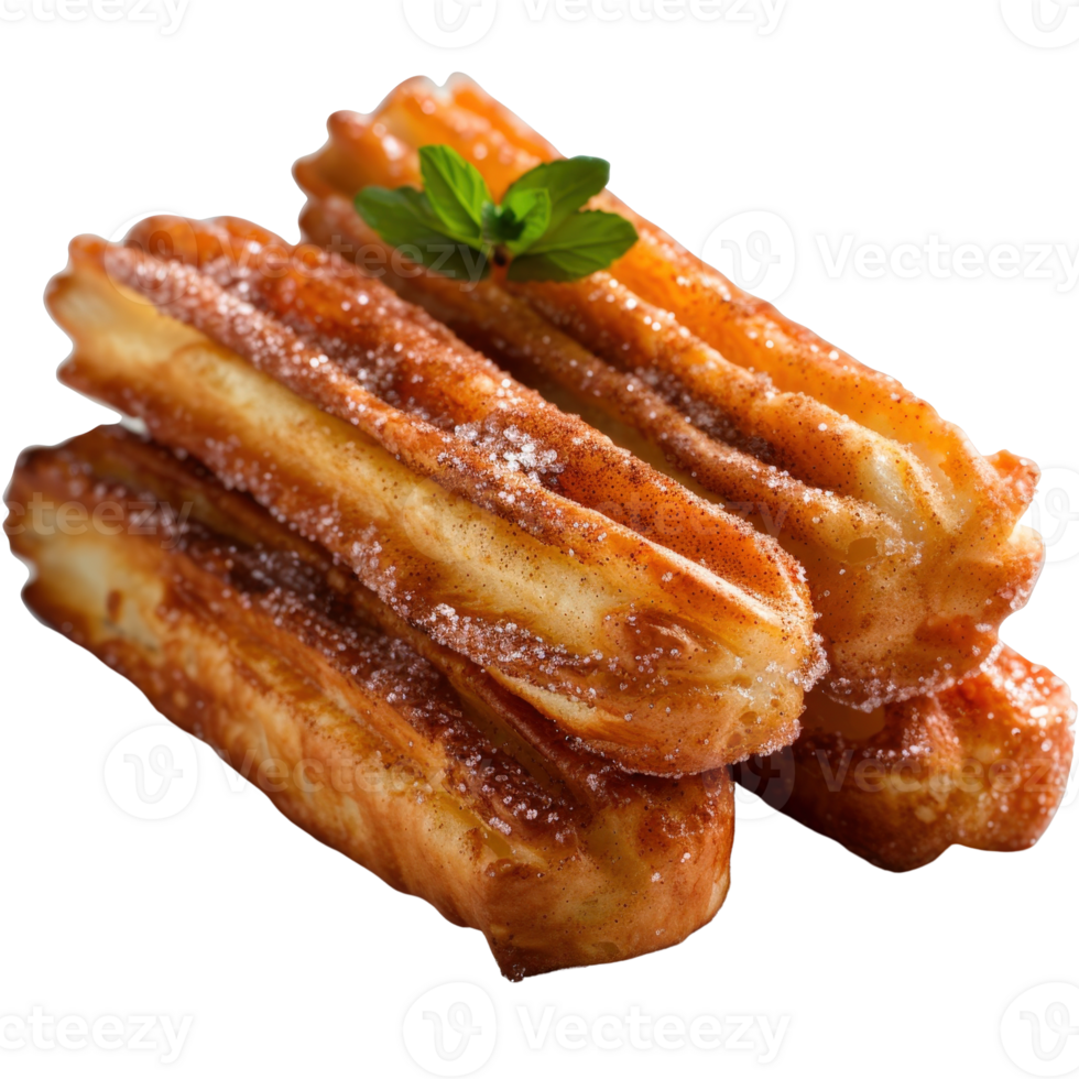 Delicious Golden Brown Churros Coated with Sugar and Cinnamon Ready to Enjoy png