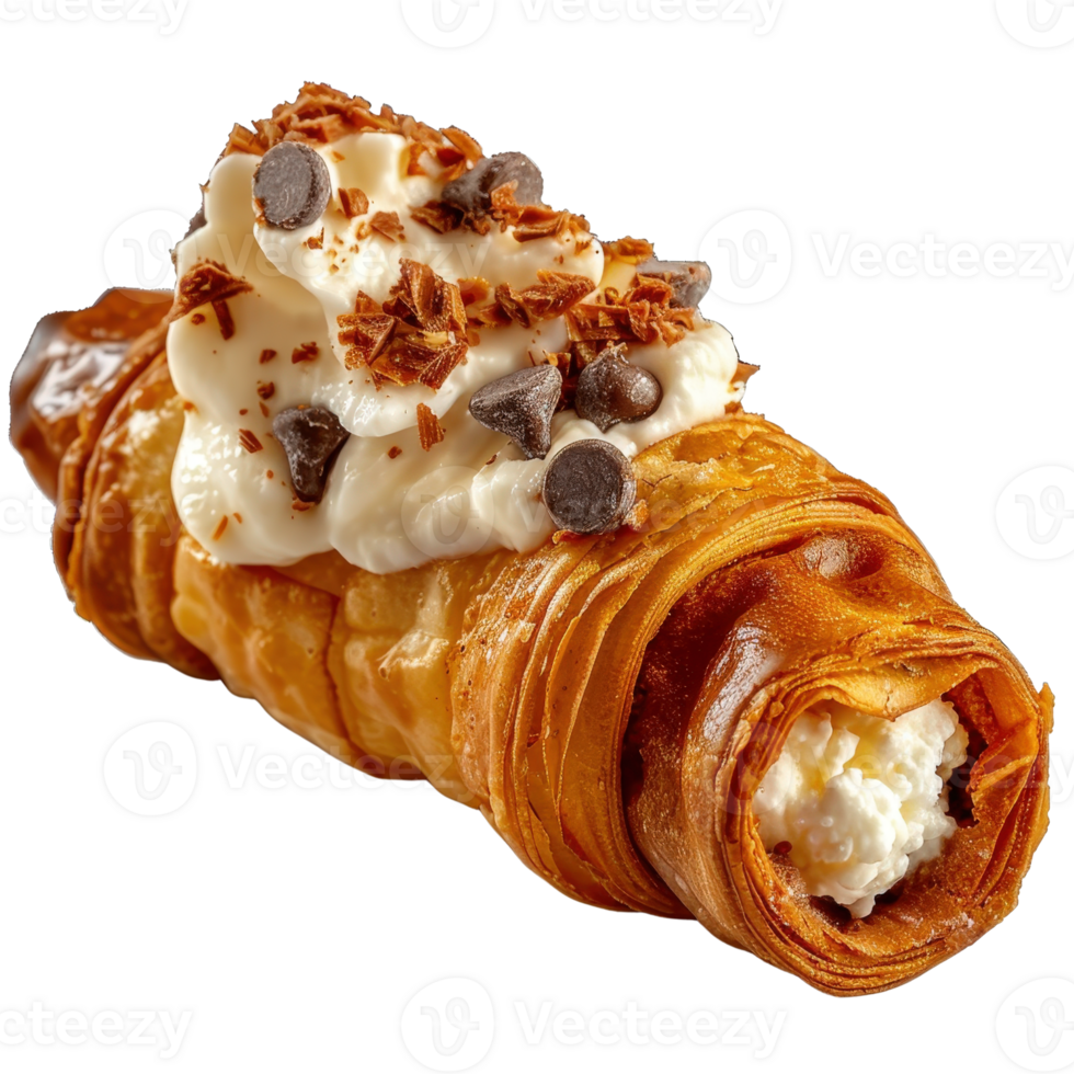 Delicious Creamy Pastry Cone with Tasty Chocolate Chips and Whipped Topping png