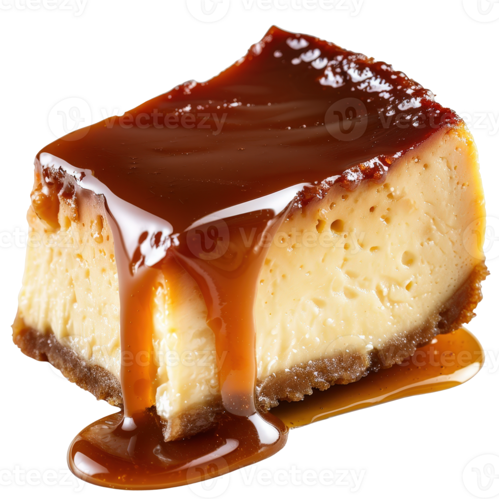 Creamy Caramel Flan Dessert with Drizzling Sauce and Delicious Golden Topping png