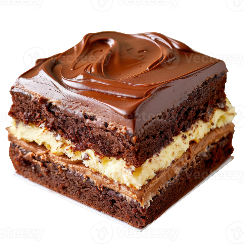Delicious Chocolate Layer Cake with Smooth Frosting and Creamy Filling Perfect for Dessert Lovers png