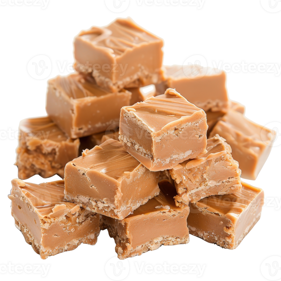 Delicious Blocks of Creamy Caramel Fudge Stacked for Sweet Treats and Dessert Inspiration png