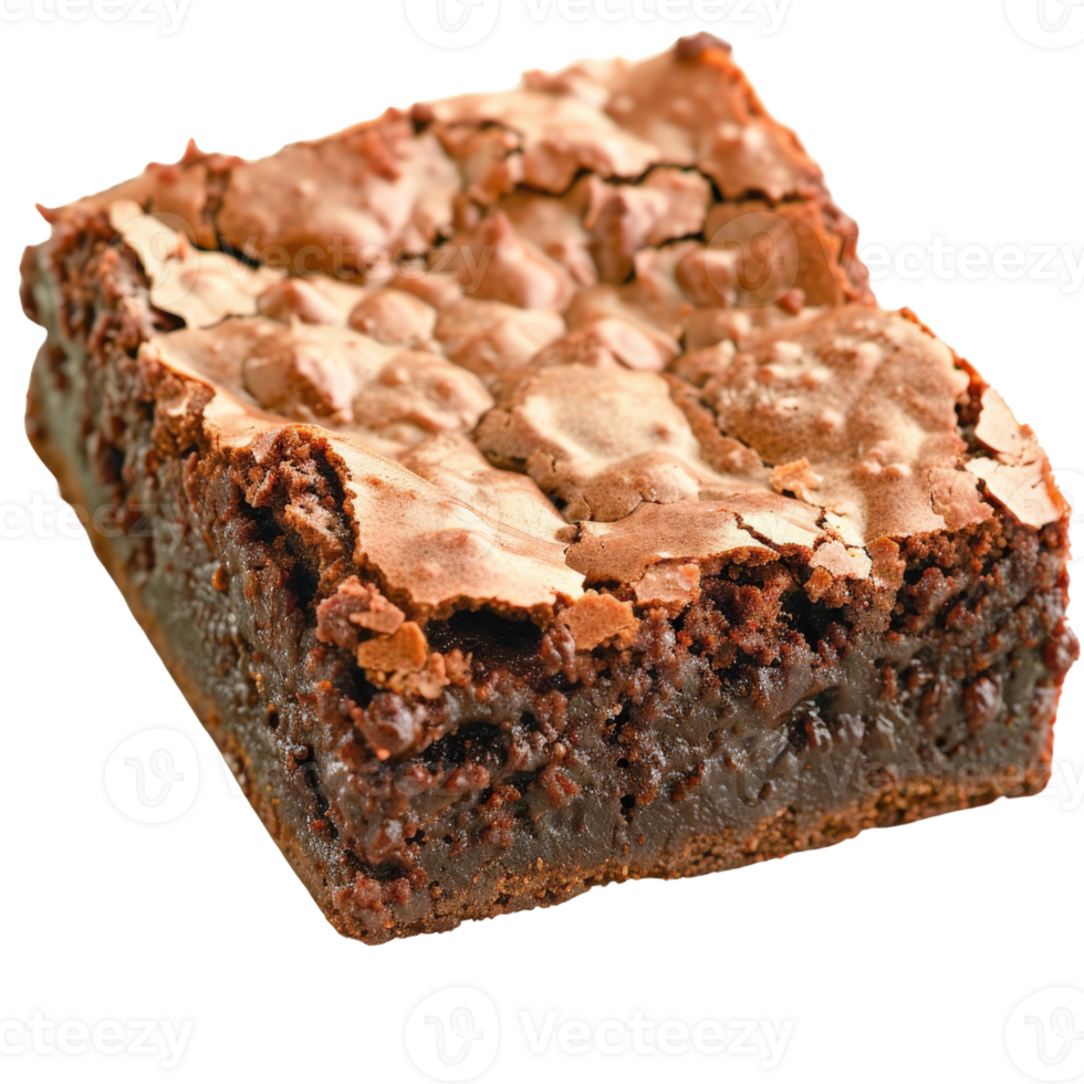 Delicious Chocolate Brownie with Rich, Fudgy Texture and Cracked Topping Ideal for Desserts png