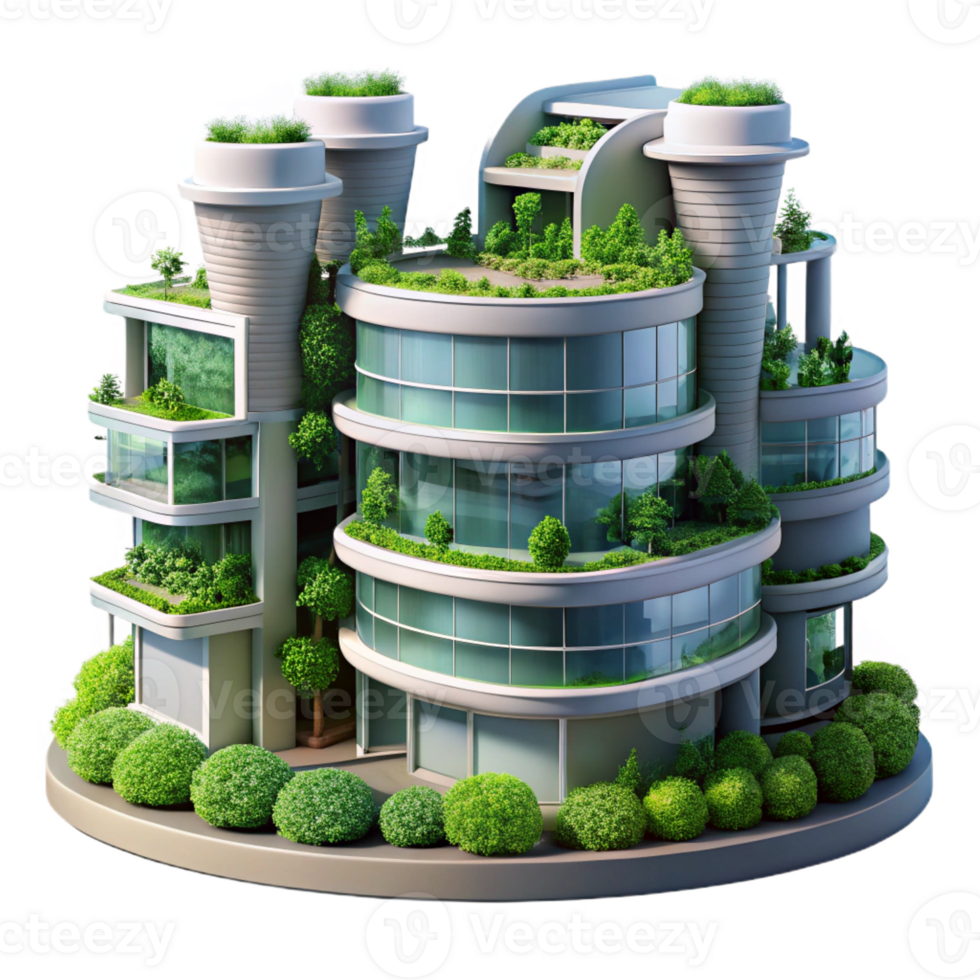 dramatic rustic A futuristic apartment complex with vertical gardens, lush greenery and sleek glass, soft, diffused natural light, rendered in a utopian style detailed png