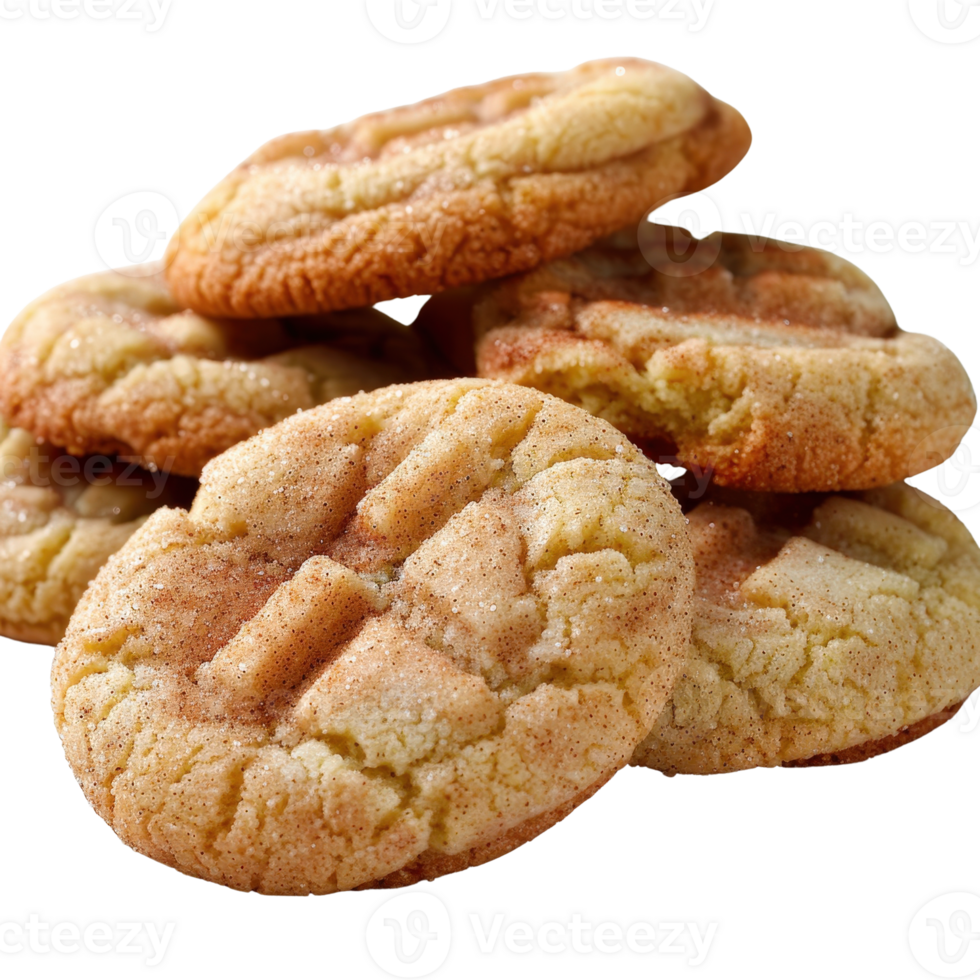Freshly Baked Cookies Stack with Cinnamon Sugar and Soft Texture on Wooden Surface png