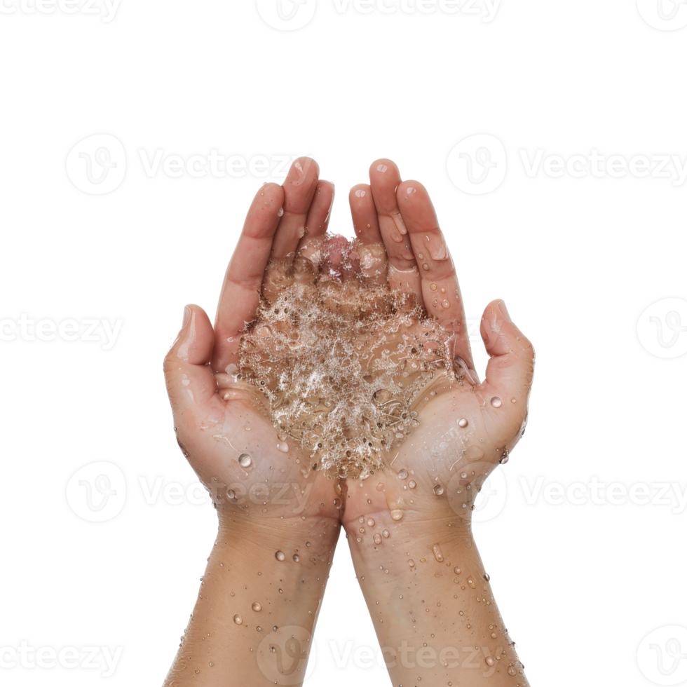A Person Holding a Splash of Water Between Their Hands with a White Background png