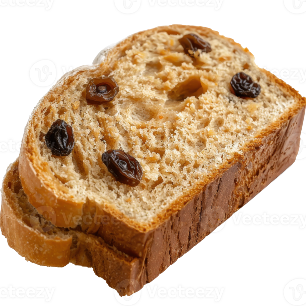 Freshly Sliced Sweet Bread with Raisins on Isolated White Background for Food Photography png