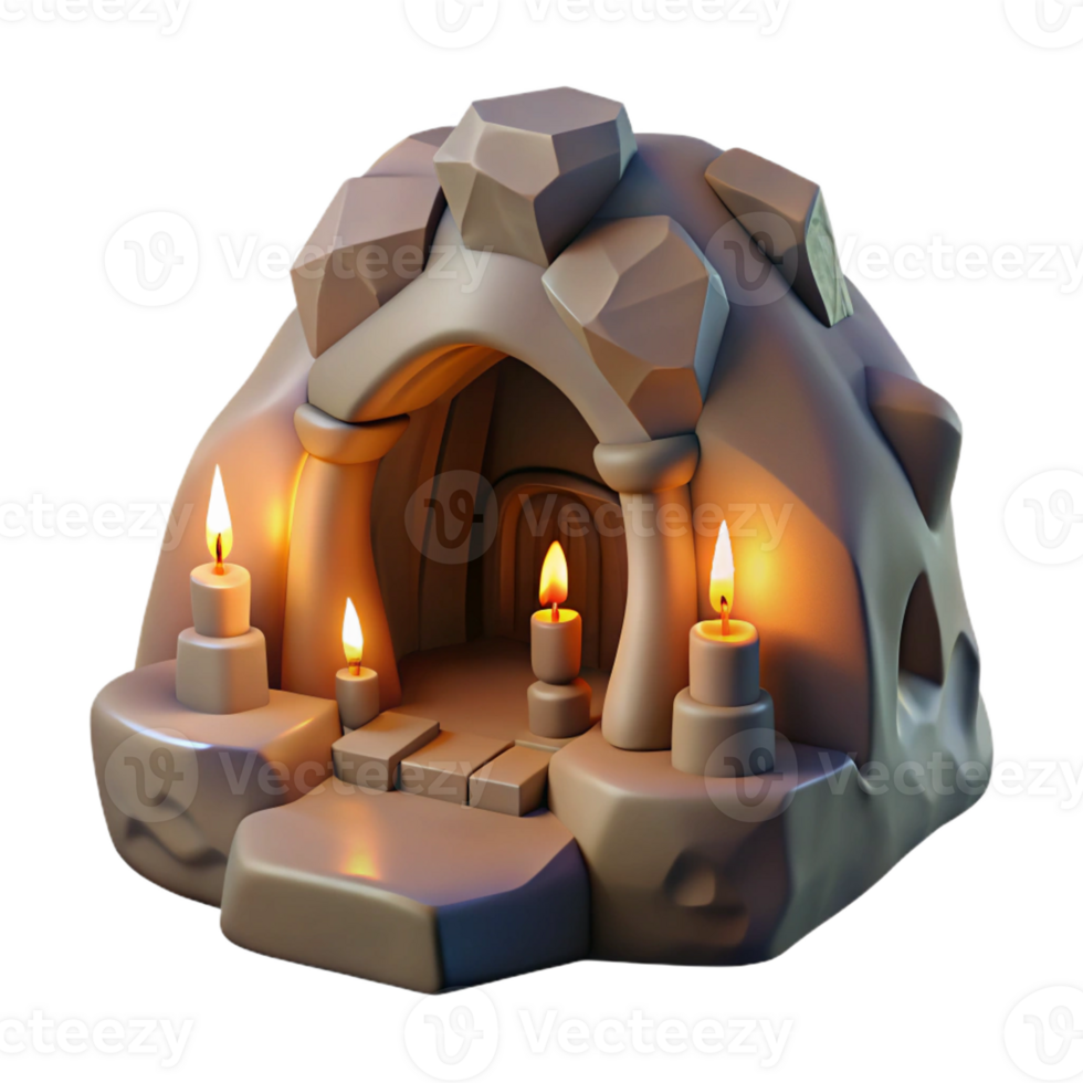 magnificent creative A subterranean dwelling carved into a rock face, soft, flickering candlelight, fantasy art style high resolution png