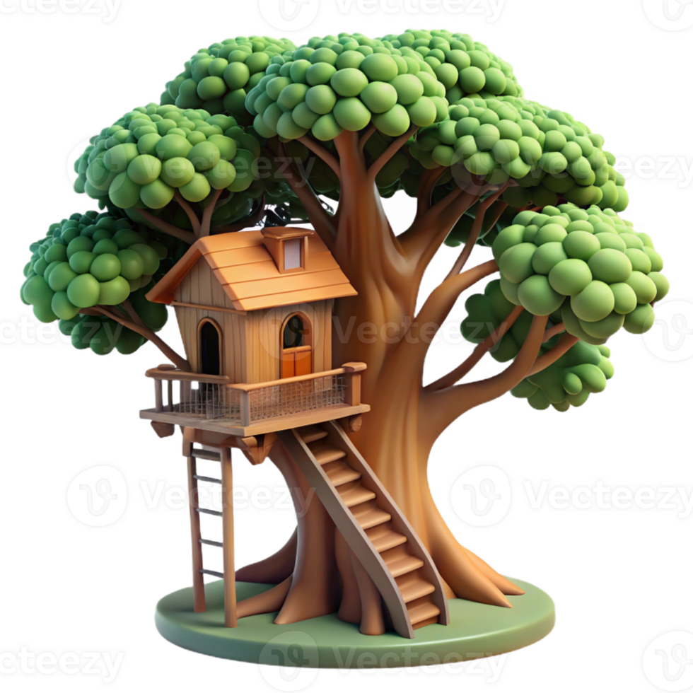 vibrant abstract A treehouse built into the branches of a giant sequoia, dappled sunlight filters through the leaves, fantasy art style genuine png
