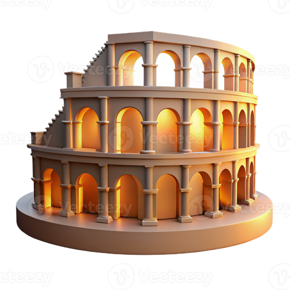 beautiful rustic A Roman amphitheater with crumbling arches and weathered stone, warm, golden hour lighting, historical style professional png