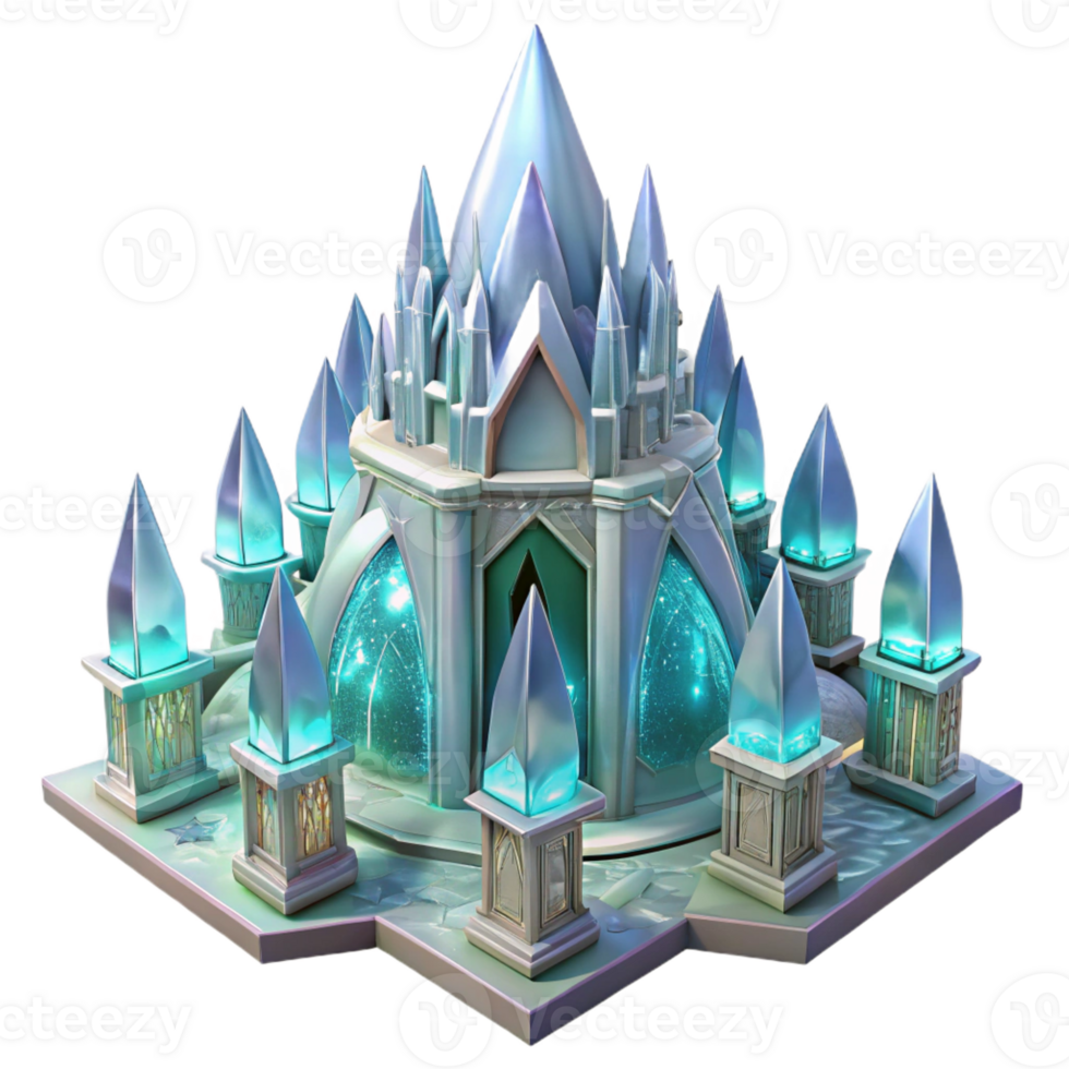elegant modern A crystal palace with shimmering facets and intricate carvings, ethereal, otherworldly lighting, fantasy art style high quality png