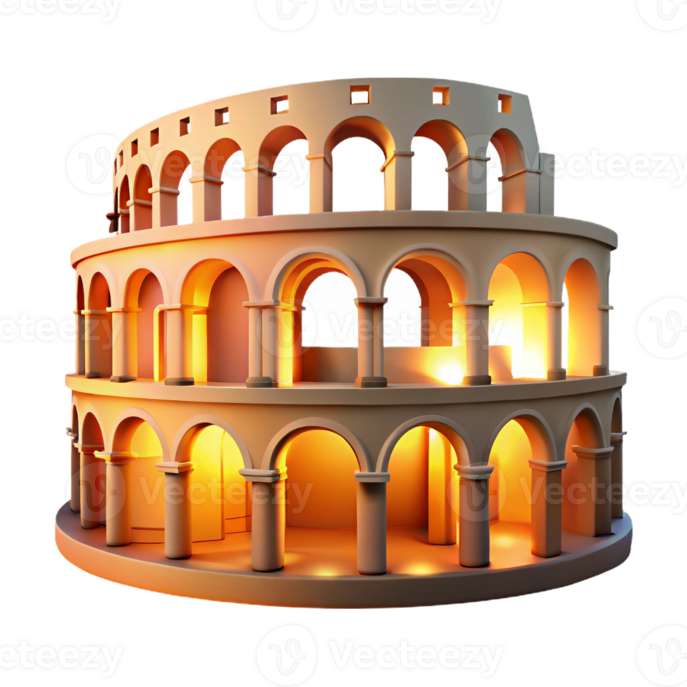 beautiful abstract A Roman amphitheater with crumbling arches and weathered stone, warm, golden hour lighting, historical style 4K png