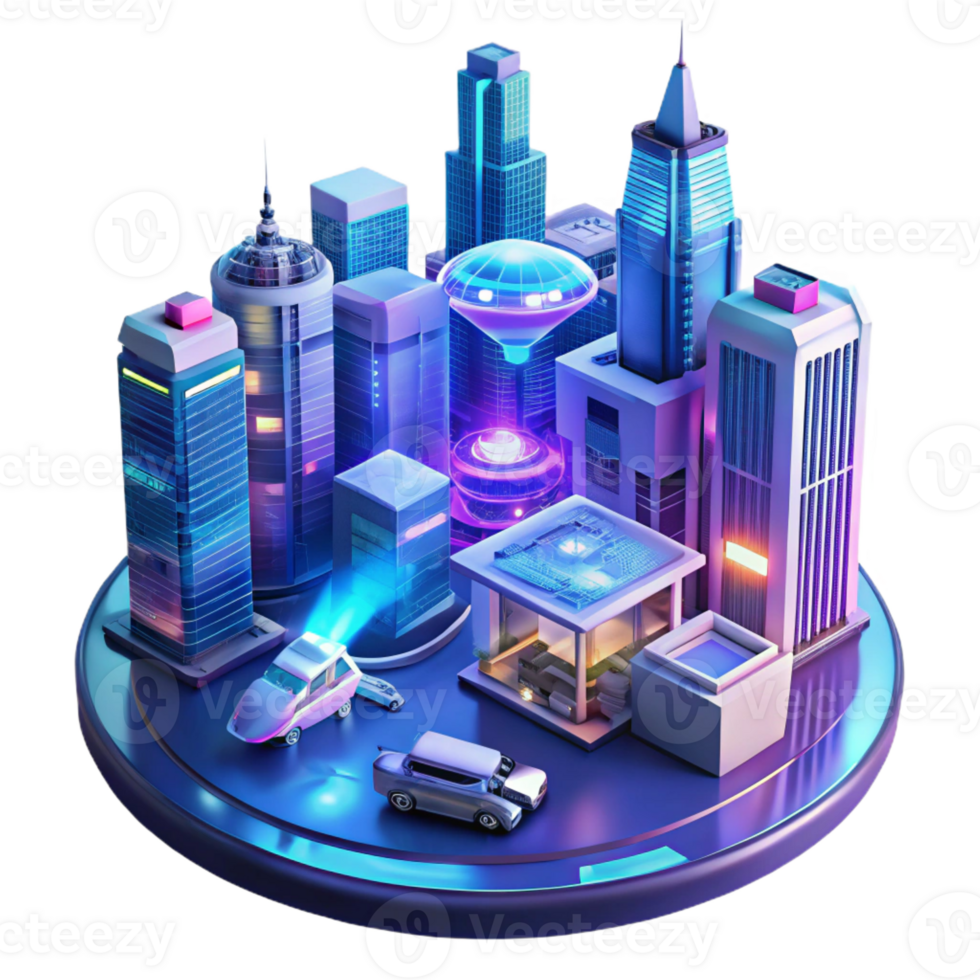 extraordinary vintage A futuristic cityscape with flying vehicles and holographic advertisements, neon-lit, cyberpunk style high resolution png