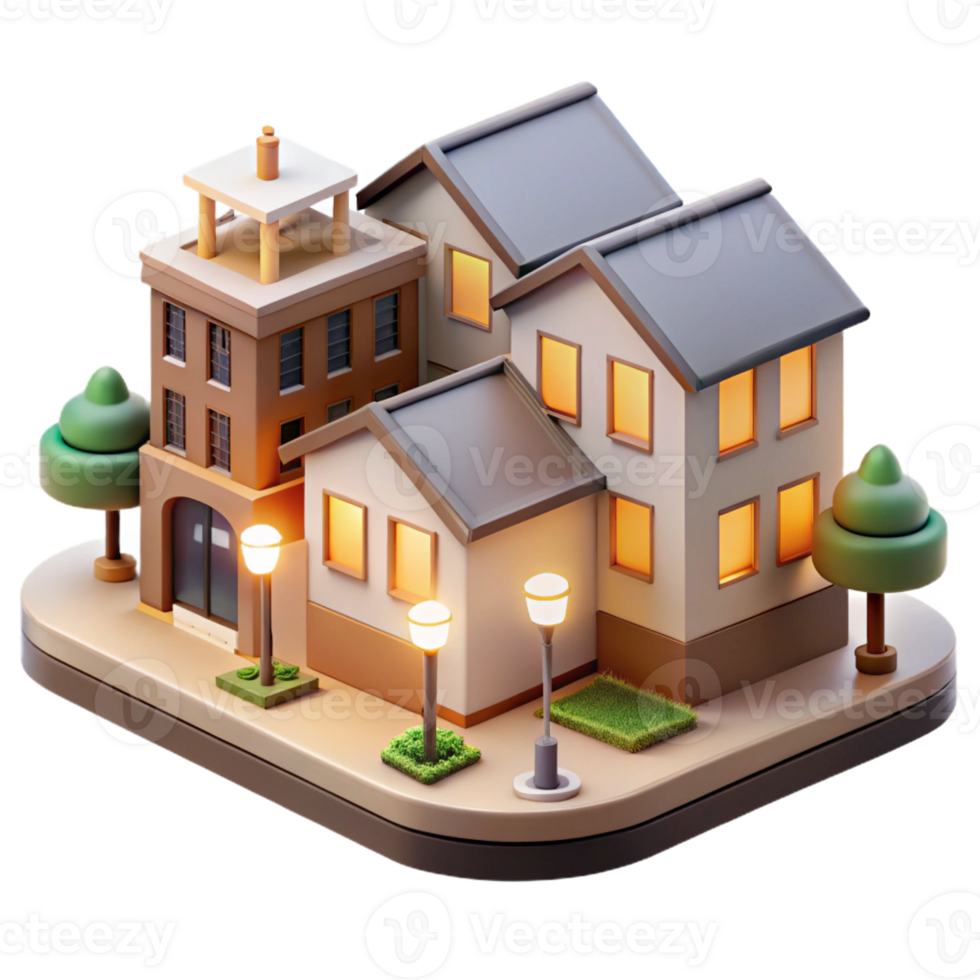 beautiful traditional A Co-housing community with shared spaces and private dwellings, warm, community-focused lighting, sustainable architecture style 4K png