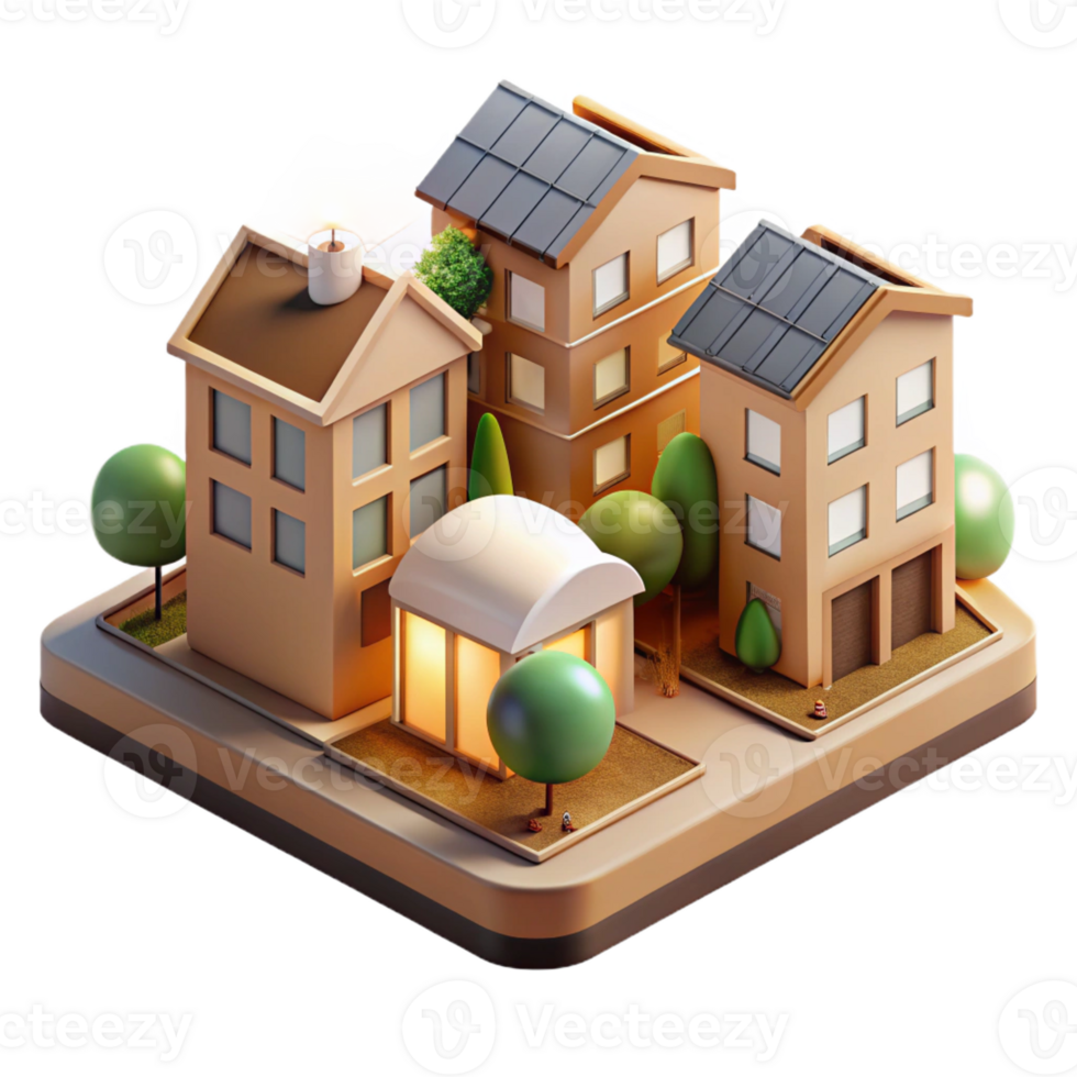 elegant contemporary A Co-housing community with shared spaces and private dwellings, warm, community-focused lighting, sustainable architecture style high resolution png