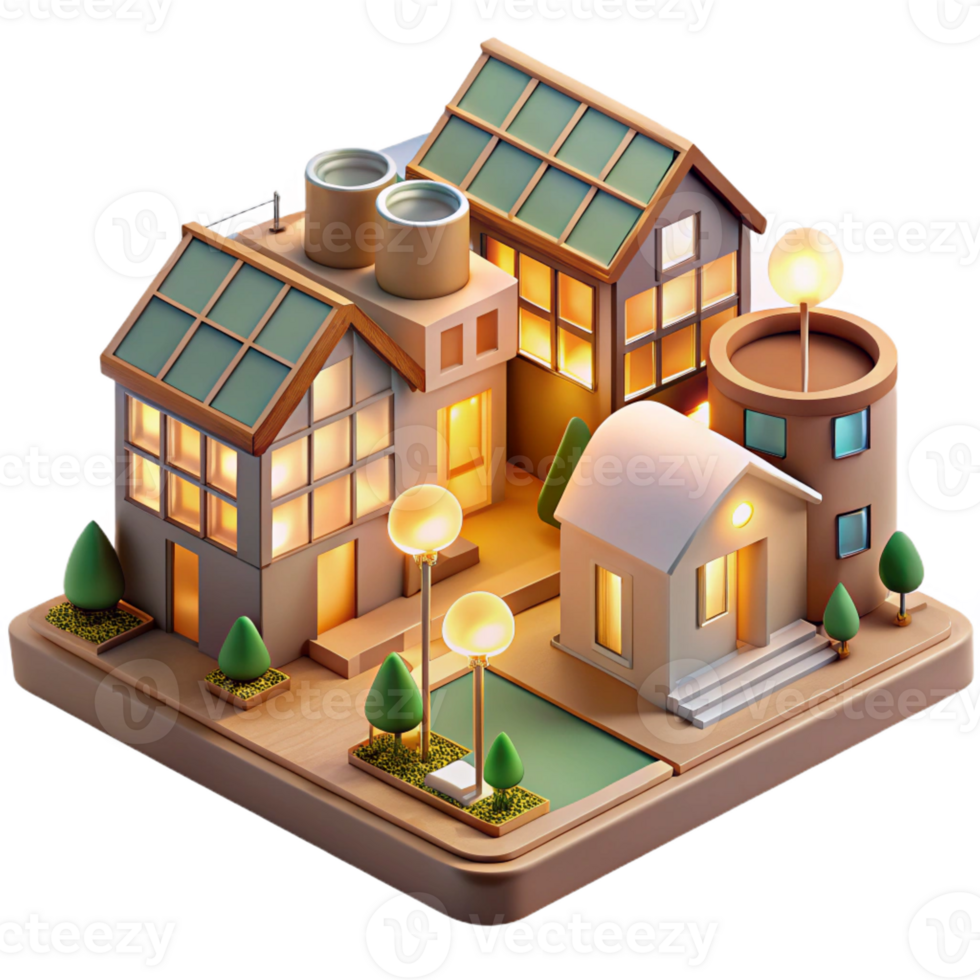 impressive vintage A Co-housing community with shared spaces and private dwellings, warm, community-focused lighting, sustainable architecture style 4K png