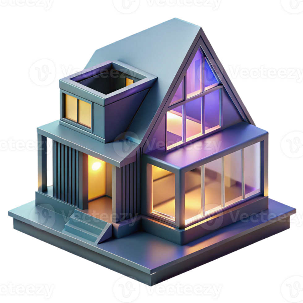 dramatic abstract A 3D-printed house with complex geometries and customizable features, vibrant, customizable lighting, cutting-edge architecture style professional png