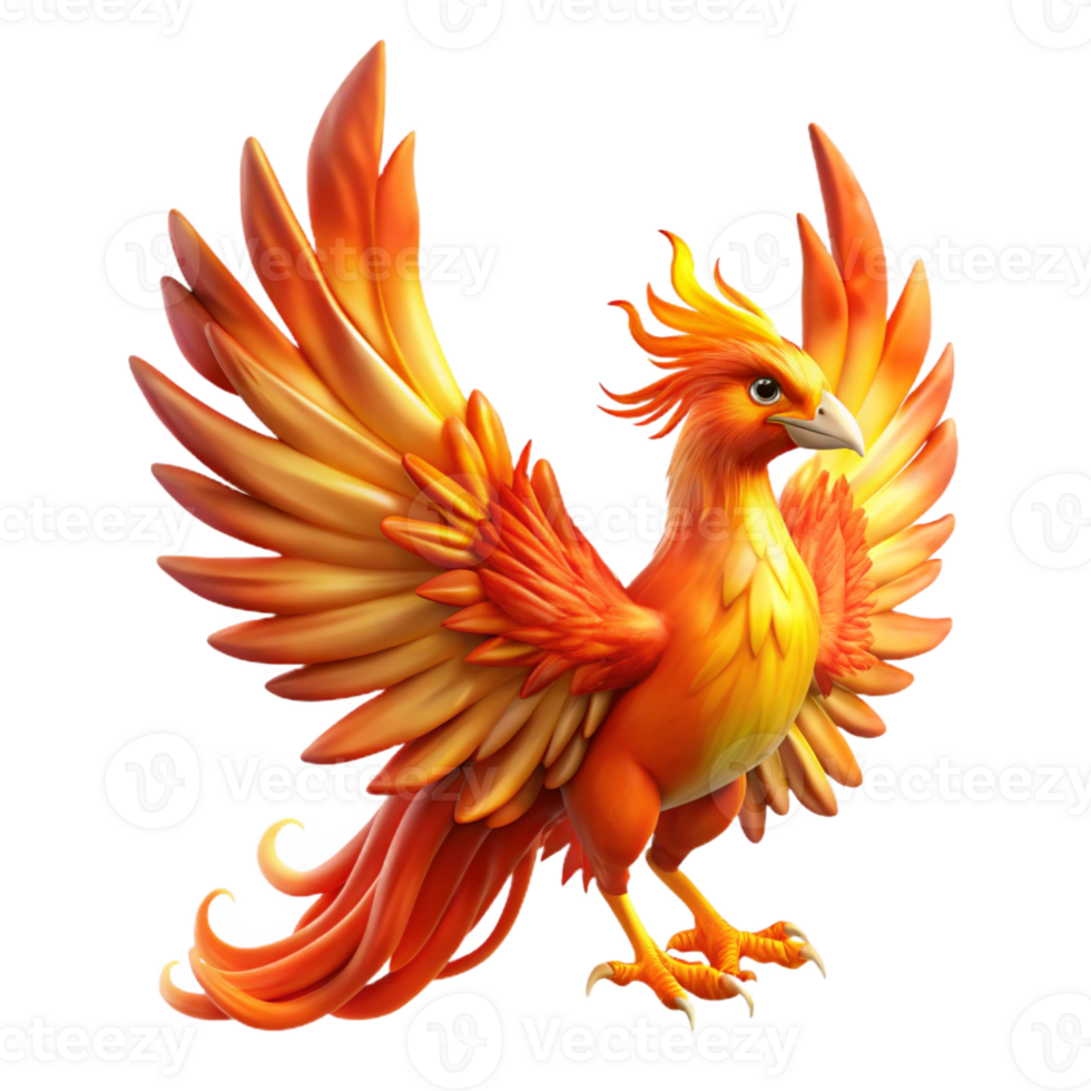 magnificent abstract A majestic phoenix with fiery feathers and a regal gaze, rising from ashes, illuminated by the intense heat of the flames. Art style mythical creature art 4K png