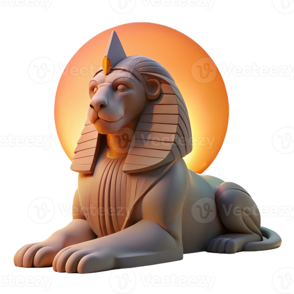 impressive vintage A mysterious sphinx with a lion's body and a human head, gazing into the distance, illuminated by the setting sun. Art style mythical creature art 4K png
