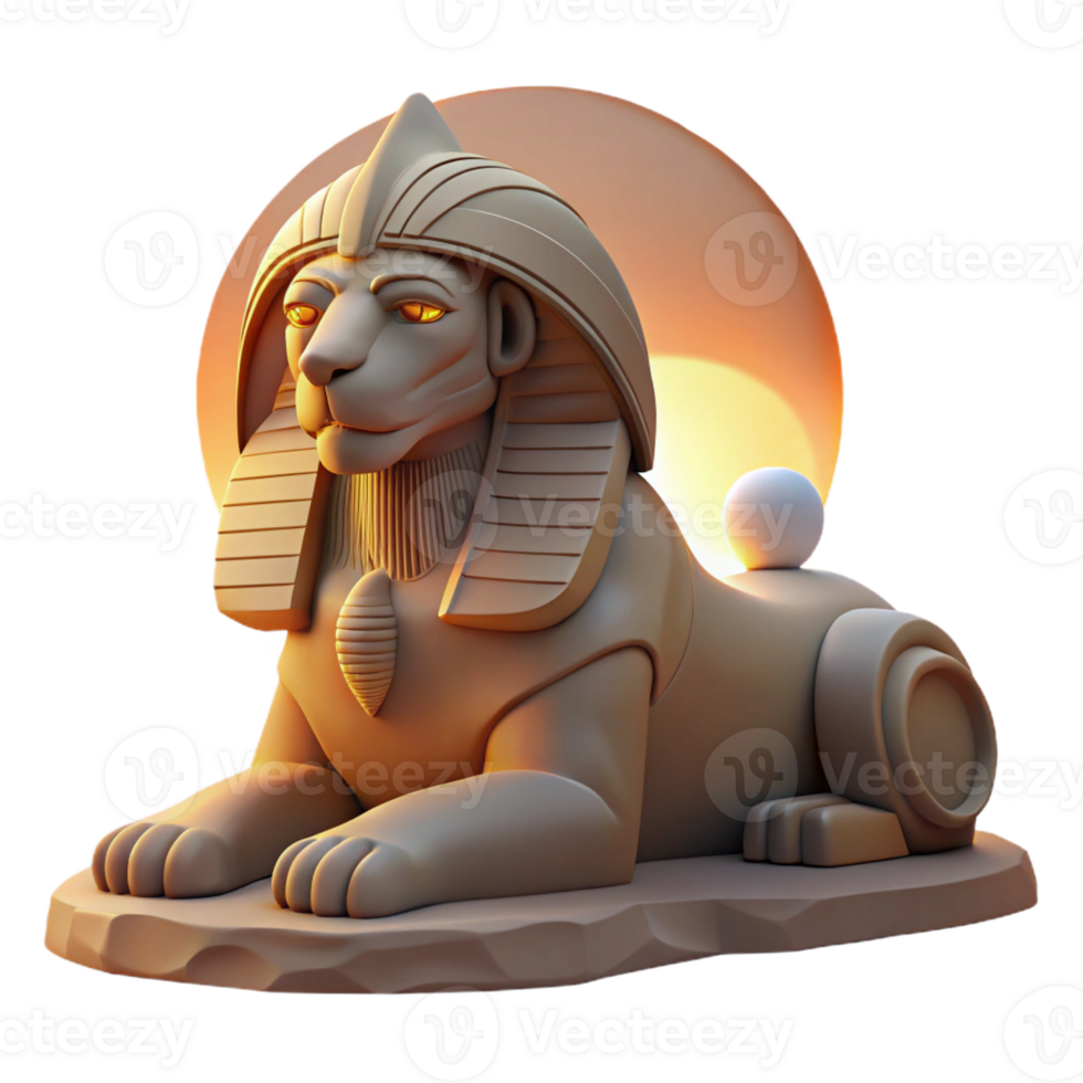 serene minimalist A mysterious sphinx with a lion's body and a human head, gazing into the distance, illuminated by the setting sun. Art style mythical creature art genuine png