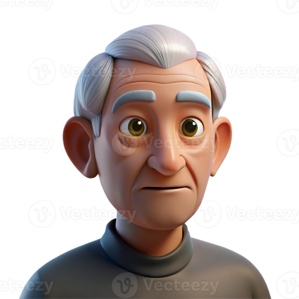 impressive classic Close-up portrait of an elderly man with deep wrinkles and a thoughtful expression, illuminated by a single, overhead spotlight, hyperrealistic style genuine png