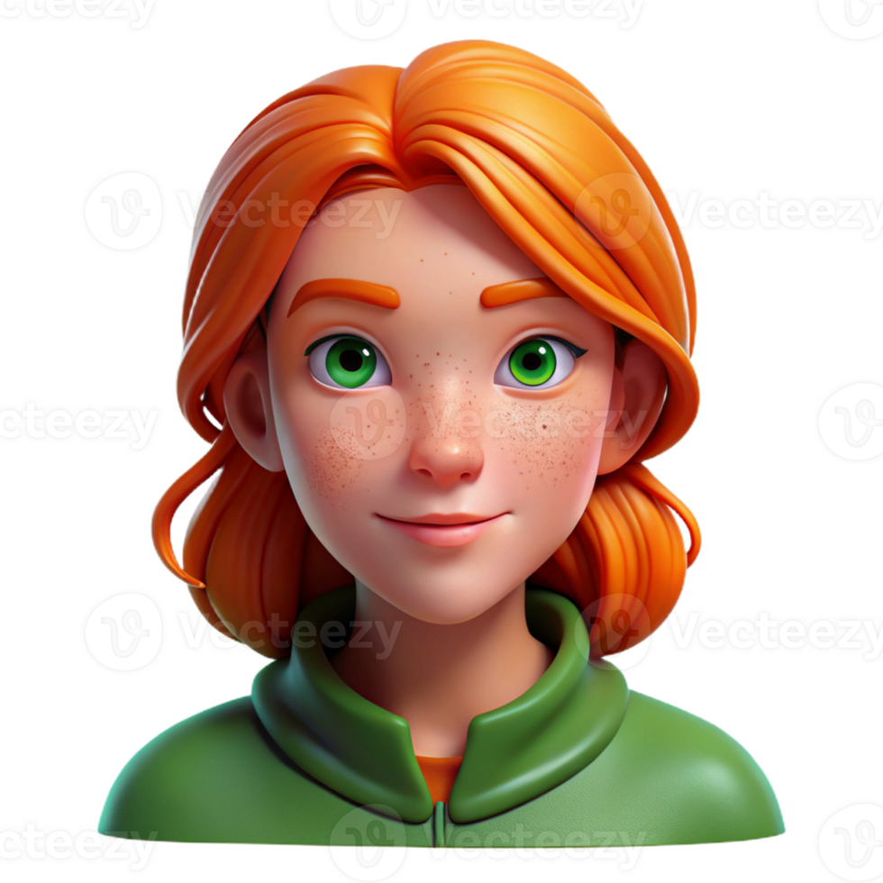 extraordinary artistic Portrait of a young woman with fiery red hair, freckles, and piercing green eyes, lit by a soft Rembrandt light, painted in the style of John Singer Sargent detailed png
