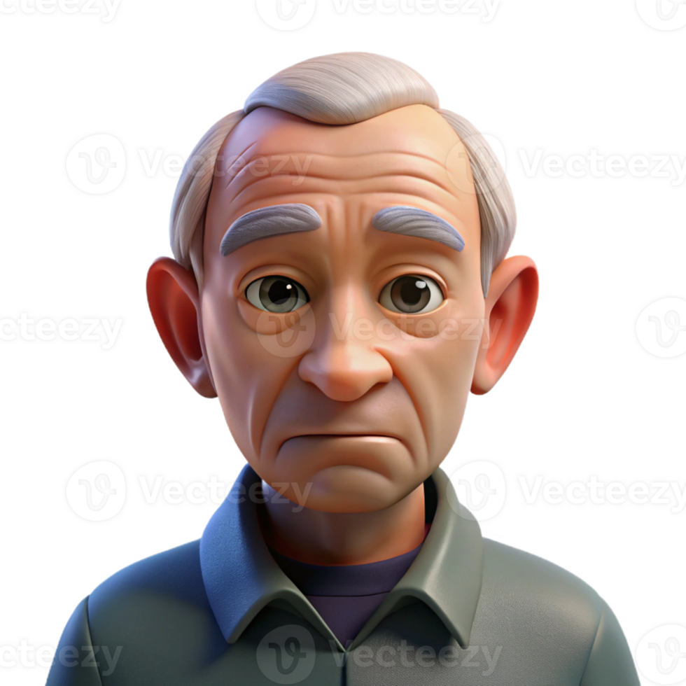 wonderful modern Close-up portrait of an elderly man with deep wrinkles and a thoughtful expression, illuminated by a single, overhead spotlight, hyperrealistic style genuine png