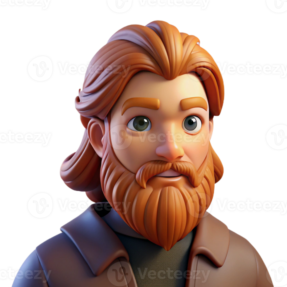 stunning artistic Portrait of a man with a long, flowing beard and kind eyes, lit by a warm, back light, painted in the style of pre-raphaelite brotherhood high resolution png