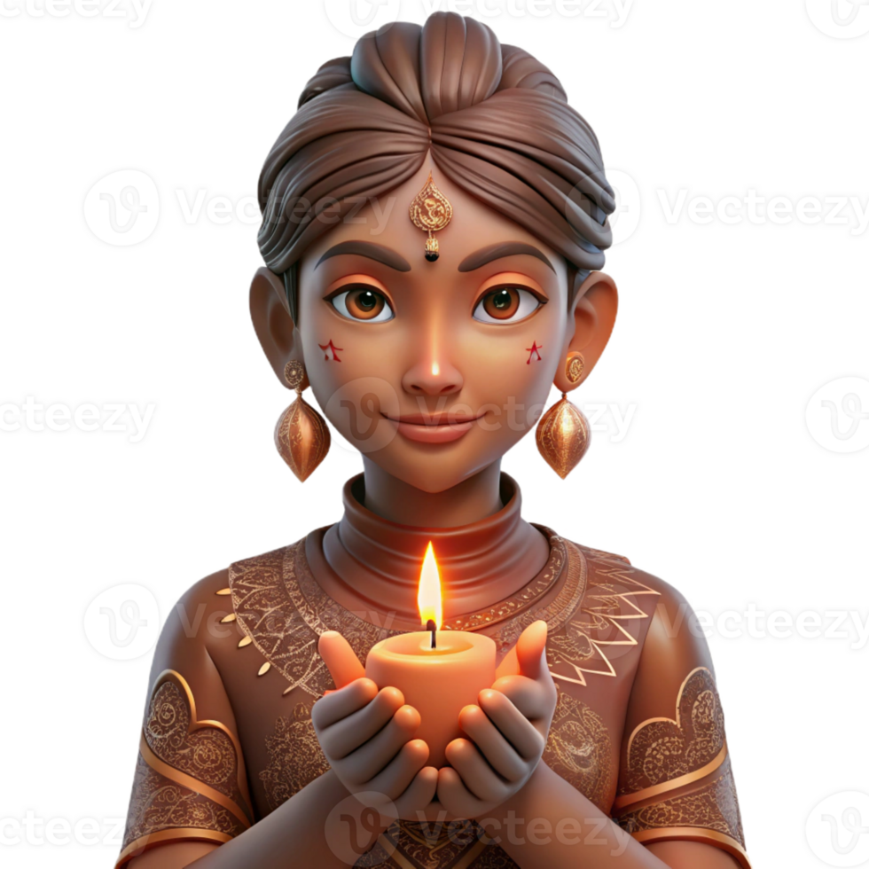 magnificent modern Portrait of a person with elaborate henna tattoos on their hands and face, lit by soft, warm candlelight, traditional Indian style detailed png