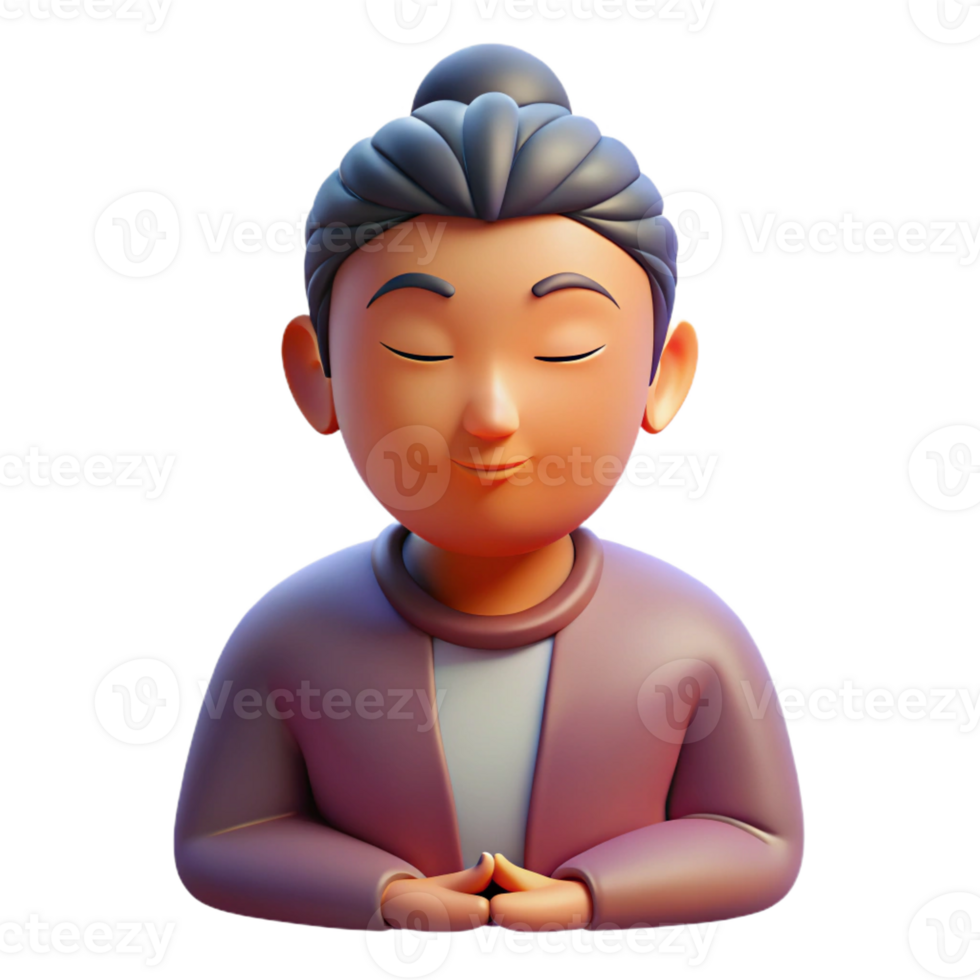 dramatic contemporary Portrait of a person with a serene expression meditating, lit by soft, diffused light, spiritual style detailed png