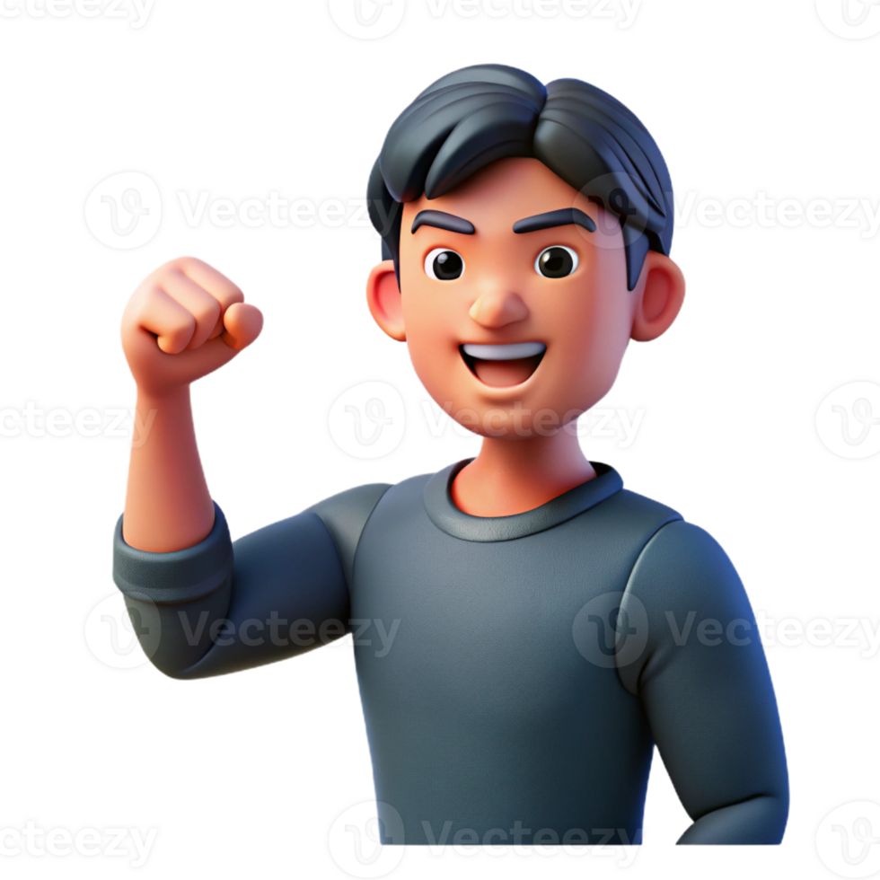magnificent modern Portrait of a person with a determined expression, clenching their fist, lit by a strong, heroic light, motivational style 4K png