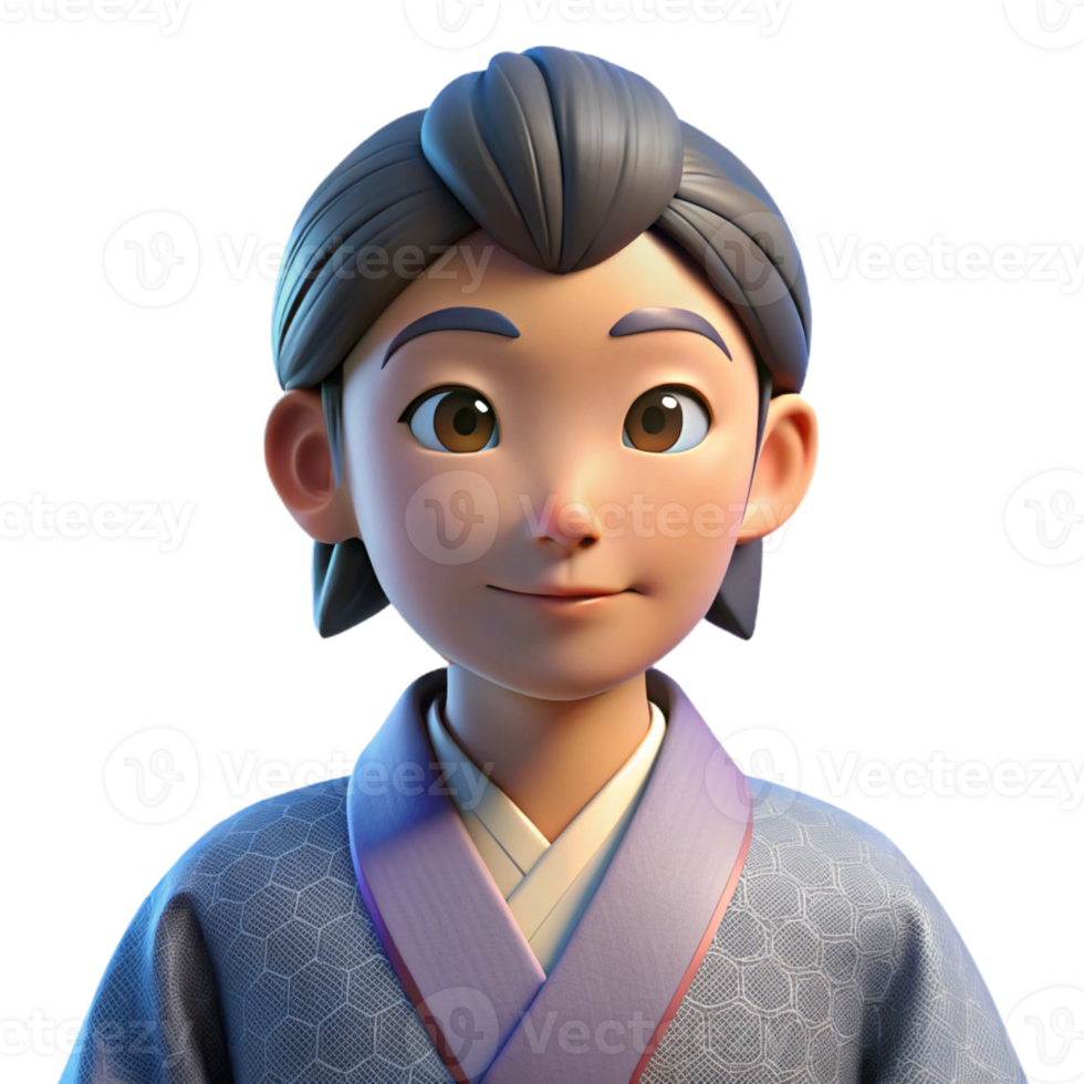 elegant abstract Portrait of a person wearing a traditional Japanese kimono, lit by soft, diffused light, ukiyo-e style exclusive png